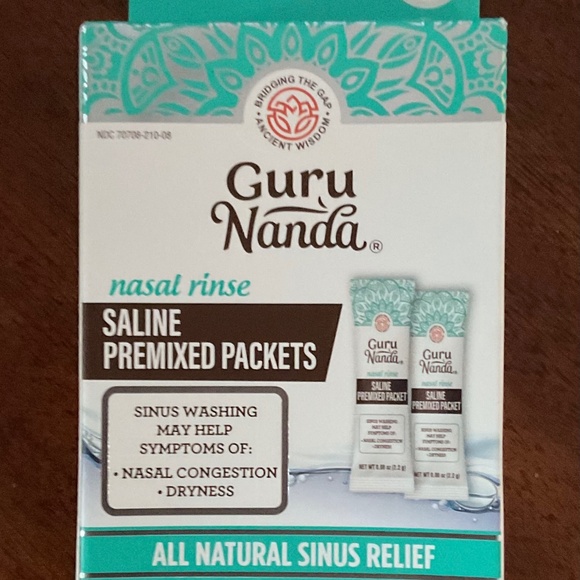 GuruNanda PreMixed Saline Packets for Nasal Rinse (8 Count), All Natural Sinus R - Picture 1 of 8